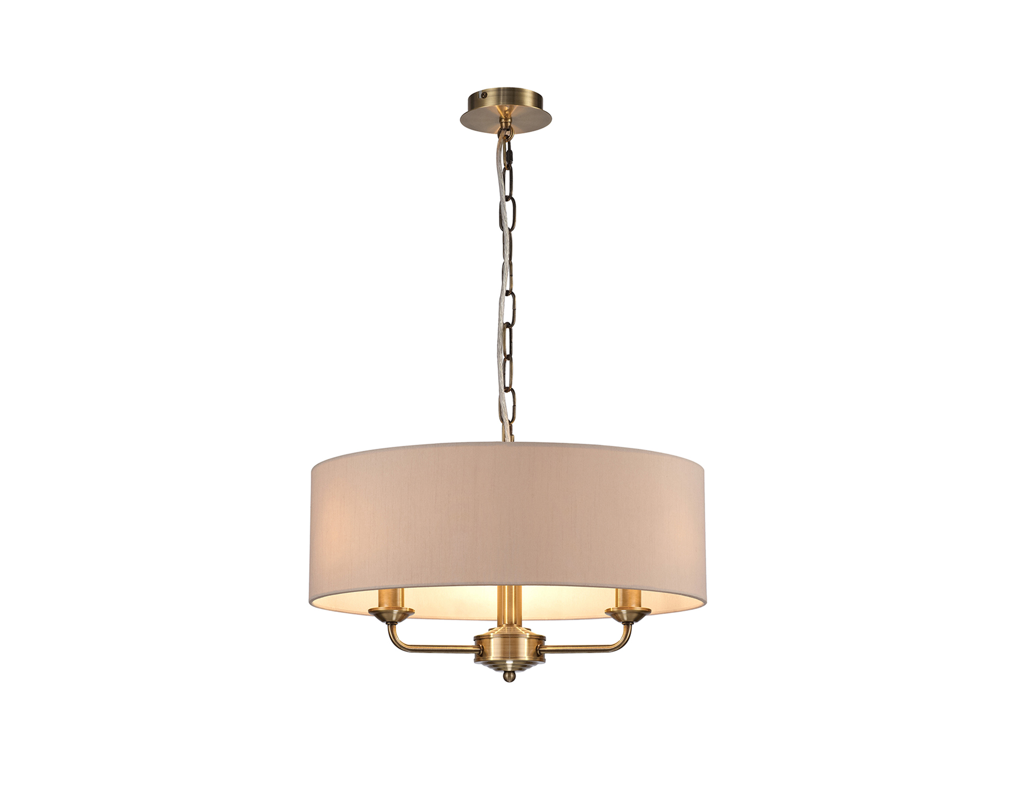 Banyan 45cm 3 Light Pendant Antique Brass, Nude Beige/Moonlight